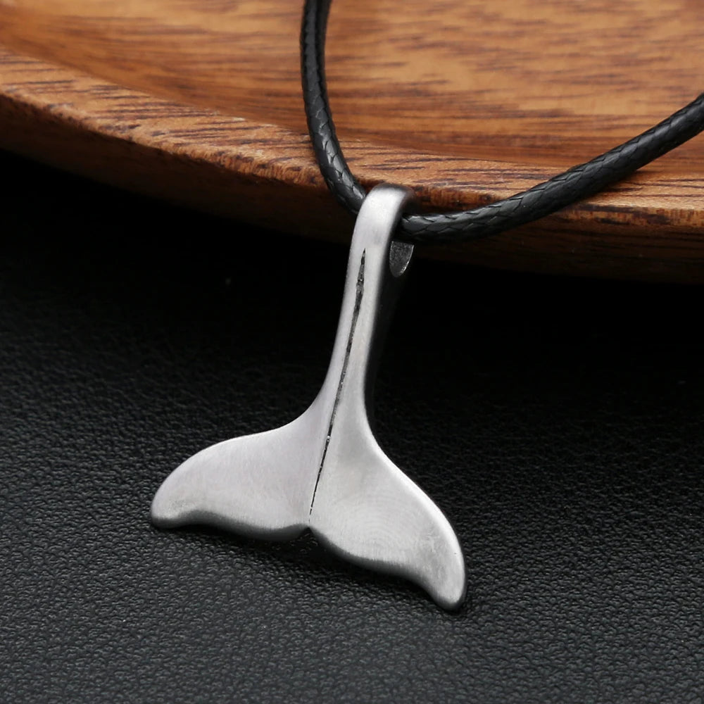 New Fashion Vintage Whale Fish Tail Pendant Necklaces For Men Women 316L Stainless Steel Punk Sea Animal Jewelry Gifts Wholesale