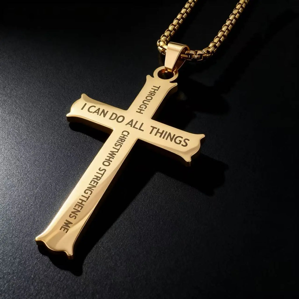 Catholic Cross Stainless Steel Pendant Necklace