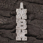 THE BLING KING Custom Vertical Initial Letter Pendant Mixed Inlay Different Shape Cubic Zircon NamePlate Necklace