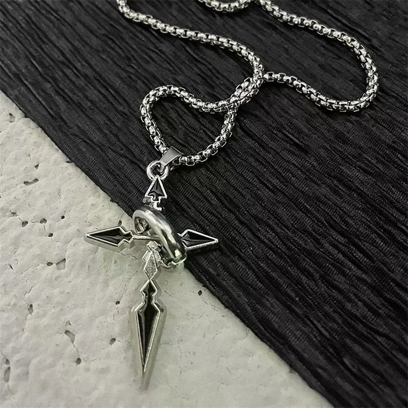 Vintage Punk Cross Pendant Necklace, Versatile Fit for Men