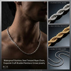 Twist Rope Chain Necklace — Stainless Steel