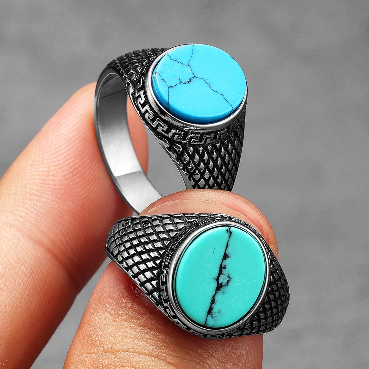 Turquoise Stone Ring Stainless Steel Minimal