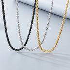 KALEN High Polished Stainless Steel Link Chain Necklace for Men Women Personalized Minimalist Sweater Chain Jewelry Accessories