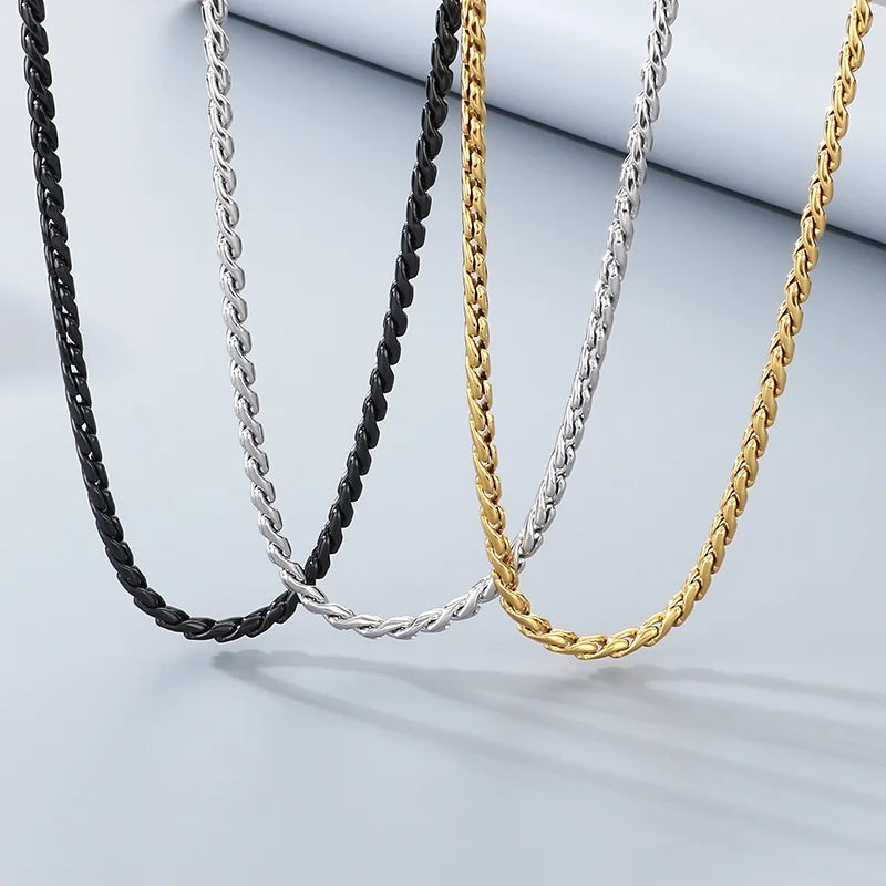 KALEN High Polished Stainless Steel Link Chain Necklace for Men Women Personalized Minimalist Sweater Chain Jewelry Accessories