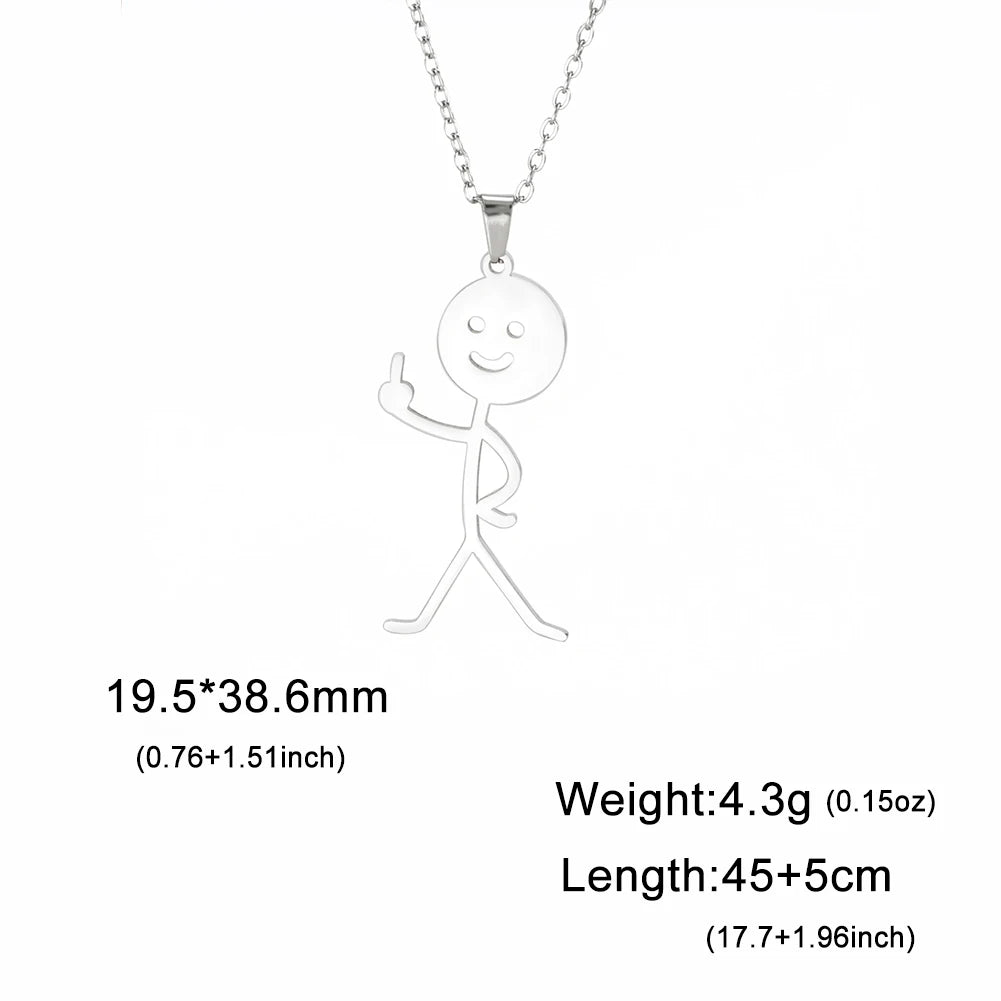Middle Finger Pendant Necklace — Stainless Steel