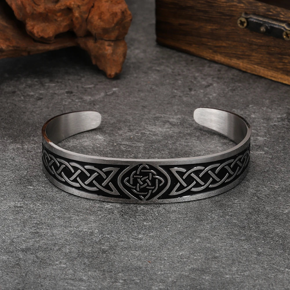 Viking Rune Open Bracelet — Stainless Steel