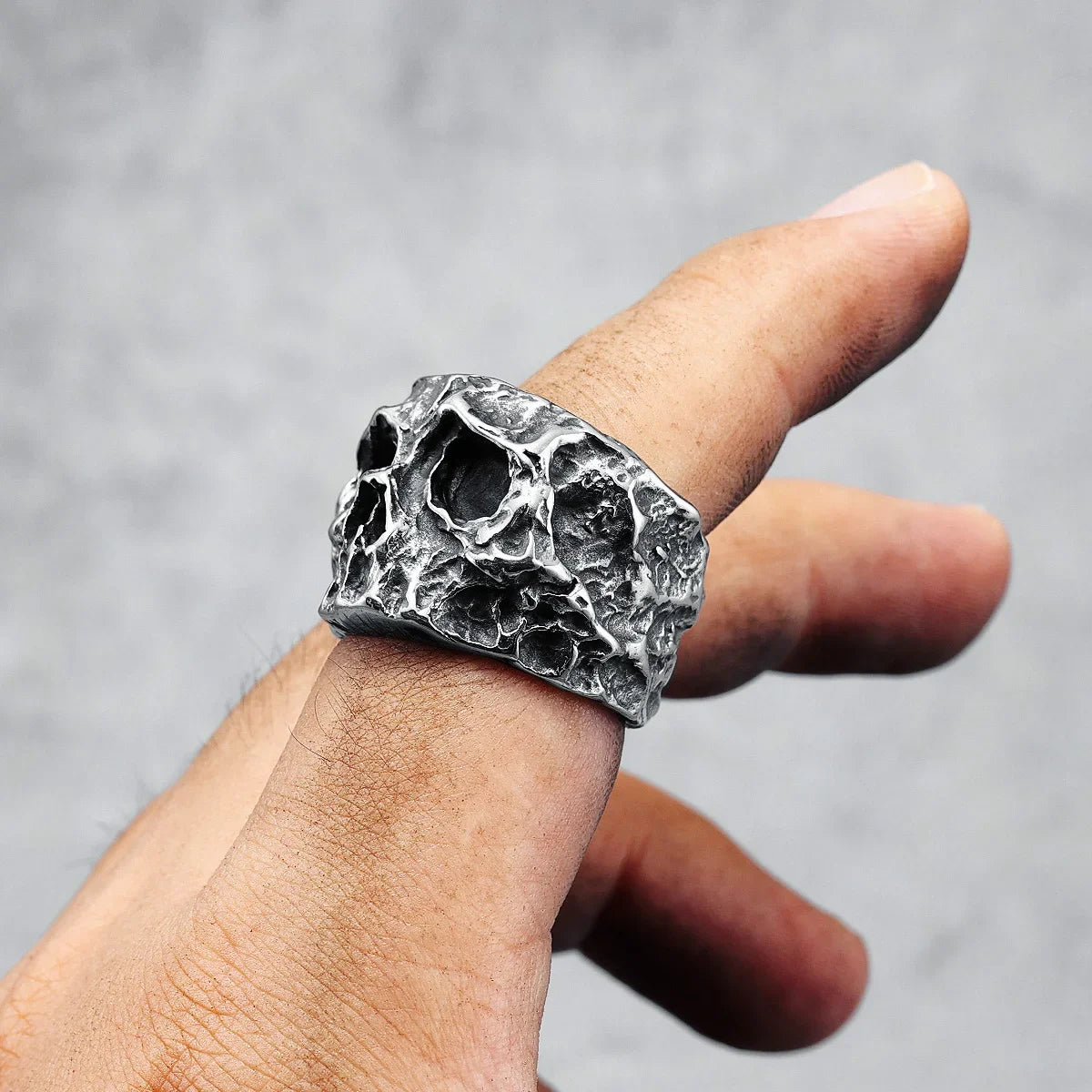 Broken Skull Cranium Ring — Stainless Steel
