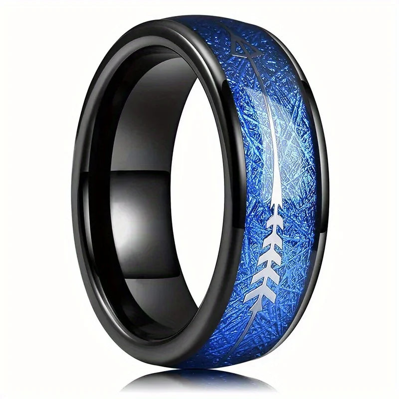Fashion Black Narrow Wood Grain Stainless Steel Rings For Men Anniversary Party Jewelry Accessories Classical Men Rings