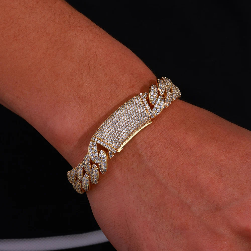 HHIOK Bracelet Hip Hop Jewelry Shining Cubic Zirconia Miami 13MM Cuban Chain Men and Women Festival Gift