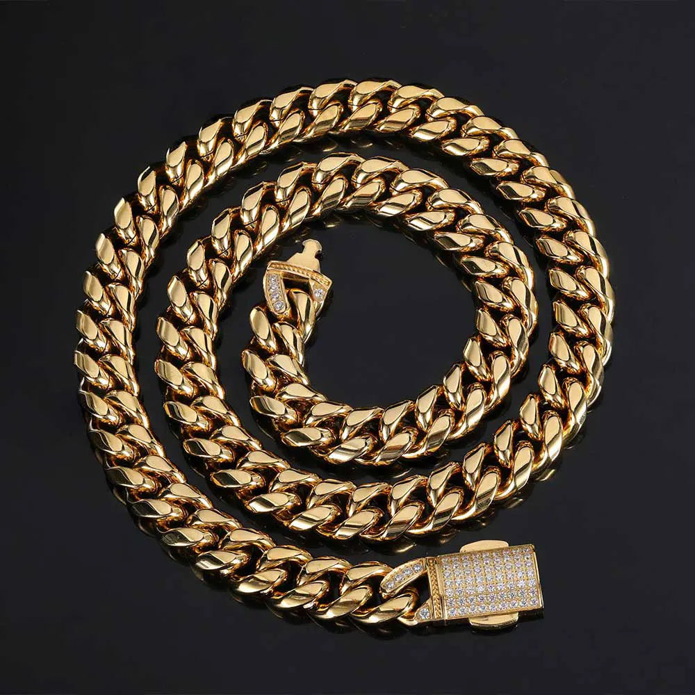 Stainless Steel Cuban Chain Necklace Miami 12MM