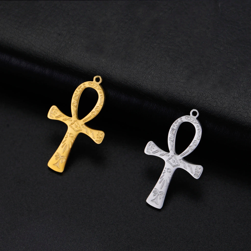 LIKGREAT Egyptian Ankh Cross Egypt Eye Pendant for Necklace Earrings Stainless Steel Eye of Horus Charms for Jewelry