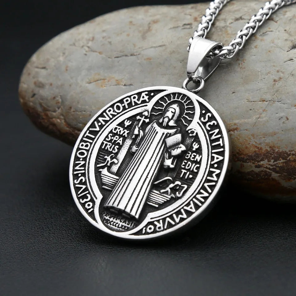 Saint Benedict Steel Pendant Vintage 316L Exorcism