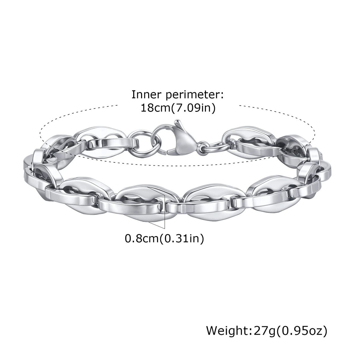 Link Chain Wristband Bracelet for Men — Stainless Steel