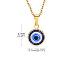 Stainless Steel Turkish Evil Eye Necklaces for Men, Blue Eye Round Pendant Necklace, Ethnic Collar Jewelry