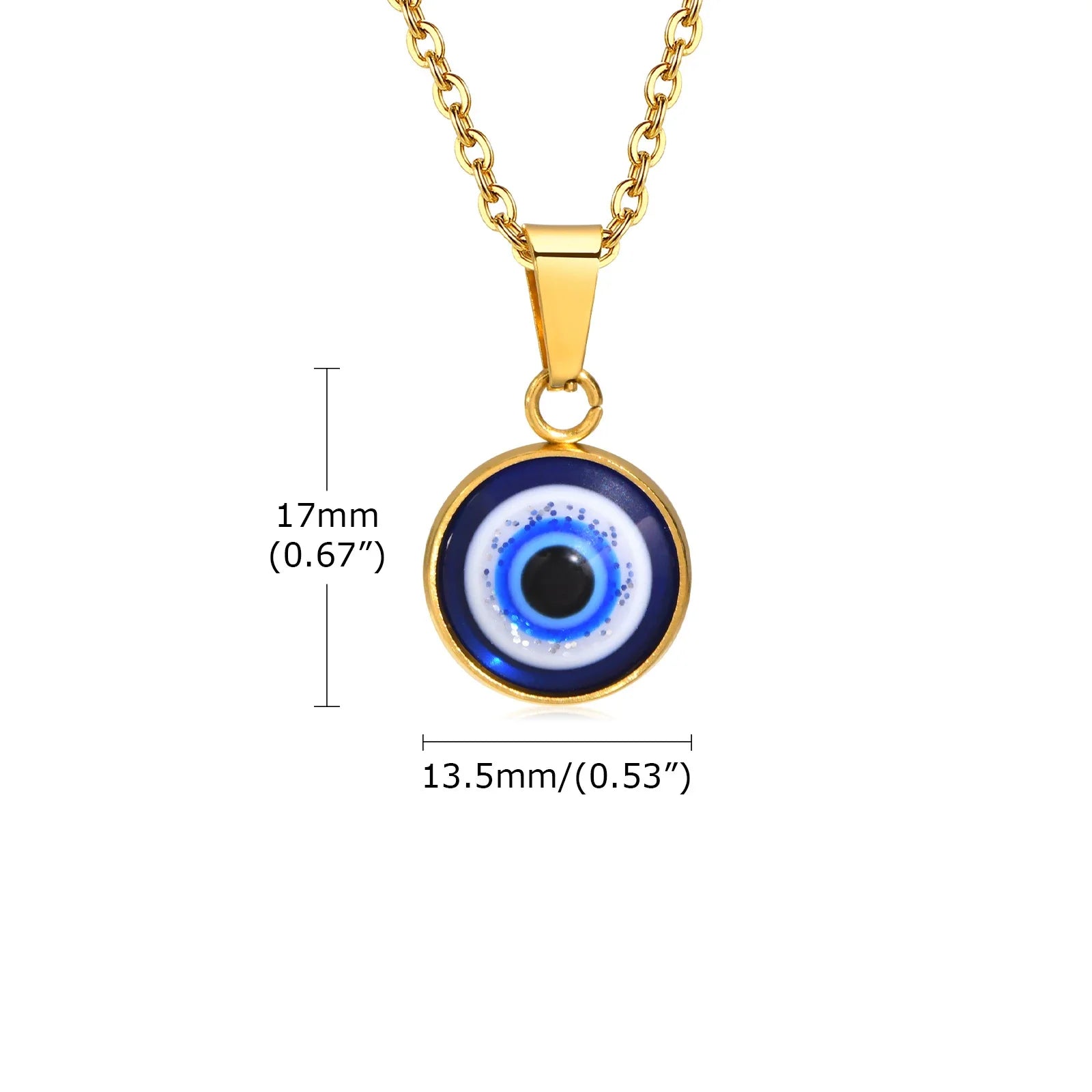 Stainless Steel Turkish Evil Eye Necklaces for Men, Blue Eye Round Pendant Necklace, Ethnic Collar Jewelry