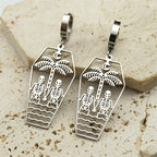 Skull Steel Earrings Dark Punk Coffin Hand Hoop