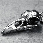 Crow Skull Pendants Men Necklace Stainless Steel War Damaged Gothic Skeleton Chain Rock Punk Party for Friend Male