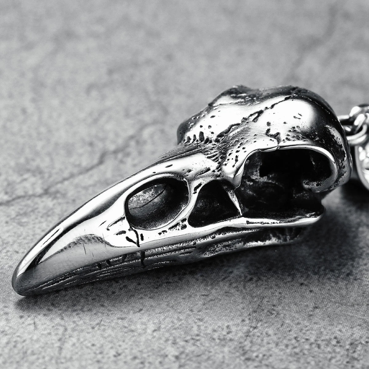 Crow Skull Pendants Men Necklace Stainless Steel War Damaged Gothic Skeleton Chain Rock Punk Party for Friend Male