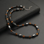 Natural Tiger Eye Hematite Stone Necklace — Zinc Alloy