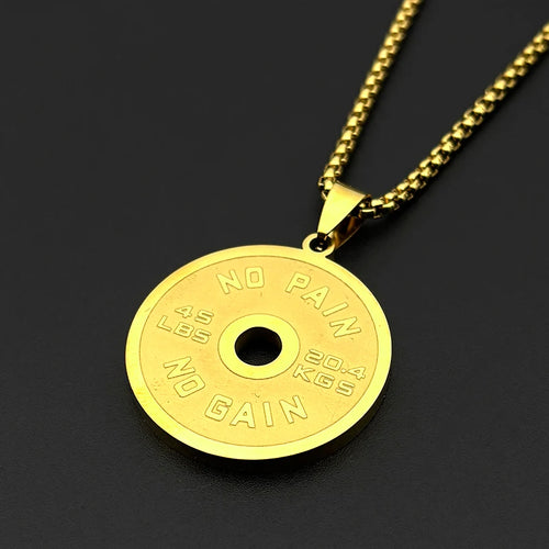 Barbell Plate 45 LB Dumbbell Pendant — Gold