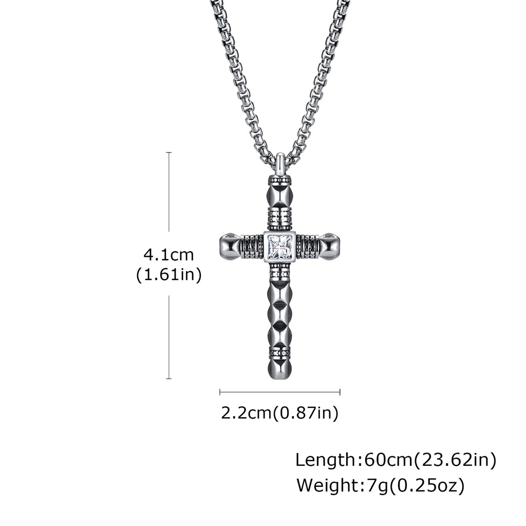 Cross Box Chain Pendant — Silver Stainless
