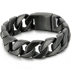 Matte Polished Gold Color Stainless Steel Men's Bracelet for Man 20MM Curb Link Chain Wrist On Hand Bands Jewelry
