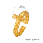 Fashion Vintage Jesus Cross Rings for Men, Waterproof Stainless Steel Adjustable Open Rings, Religious Party Jewelry Gift