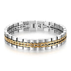 Loe | Men Stainless Steel Punk Bracelet Fashion Boy Watchband Gold Plated Hip Hop Jewelry New Design