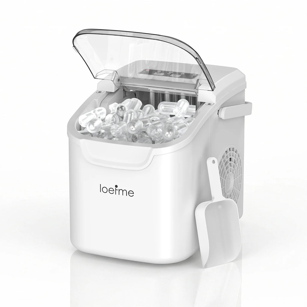 LOEFME 12kg/24h Portable Mini Ice Maker Machine 6 Mins/8pcs 2 Sizes Ice Cubes Home Desktop Ice Maker with Scoop and Ice