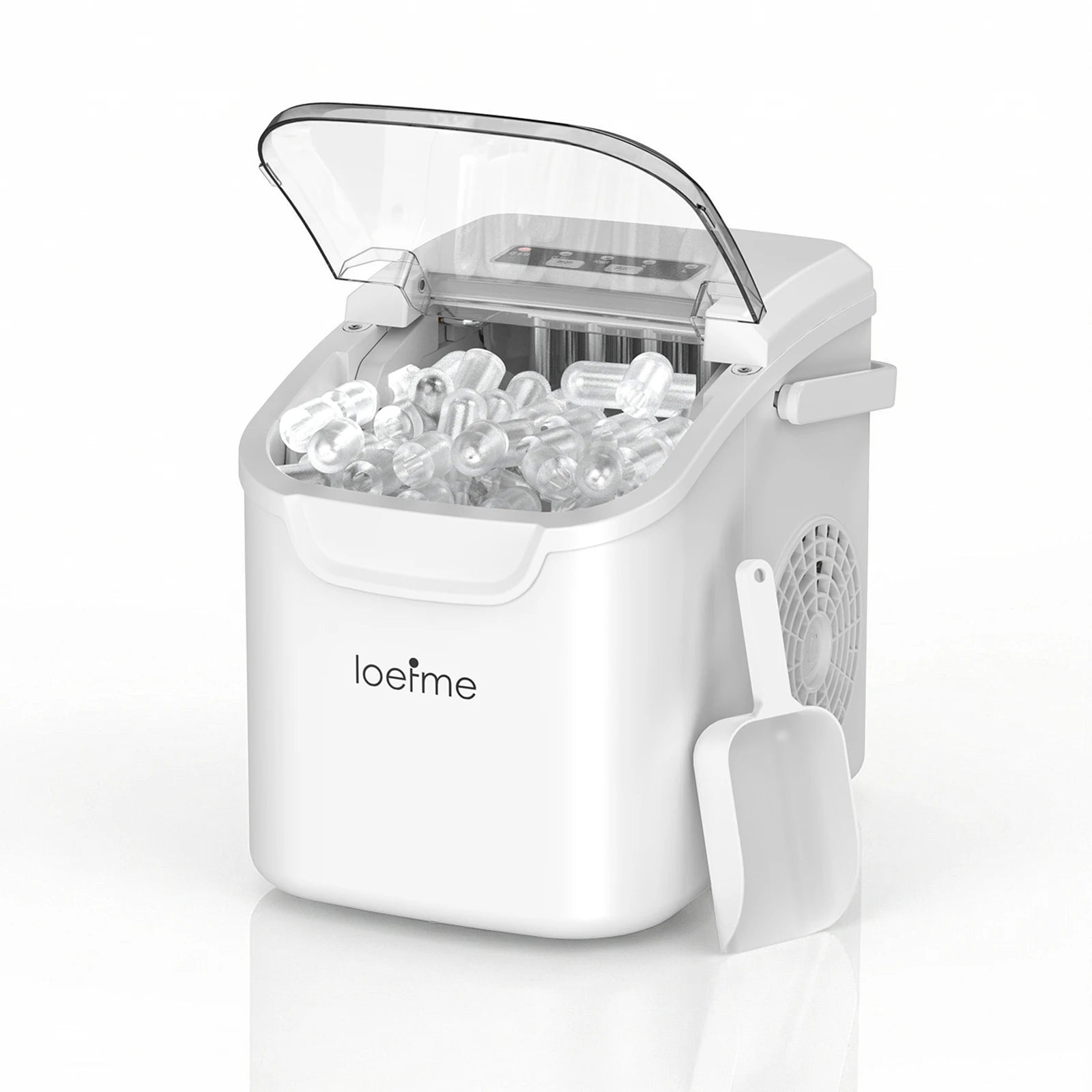 LOEFME 12kg/24h Portable Mini Ice Maker Machine 6 Mins/8pcs 2 Sizes Ice Cubes Home Desktop Ice Maker with Scoop and Ice