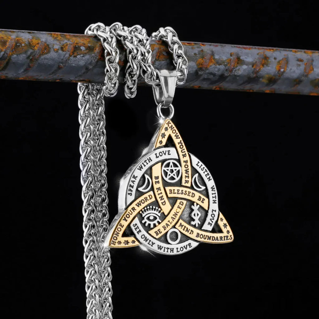 Nordic Totem Amulet Rune Necklace Retro Geometric Pattern Stainless Steel Jewelry Viking Punk Pendant Men's Fashion