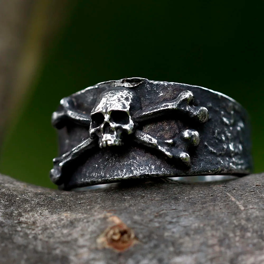 NEW Men's 316L stainless steel rings Vintage Calvarium Skull ring Aegishjalmur punk biker Jewelry Gifts free shipping