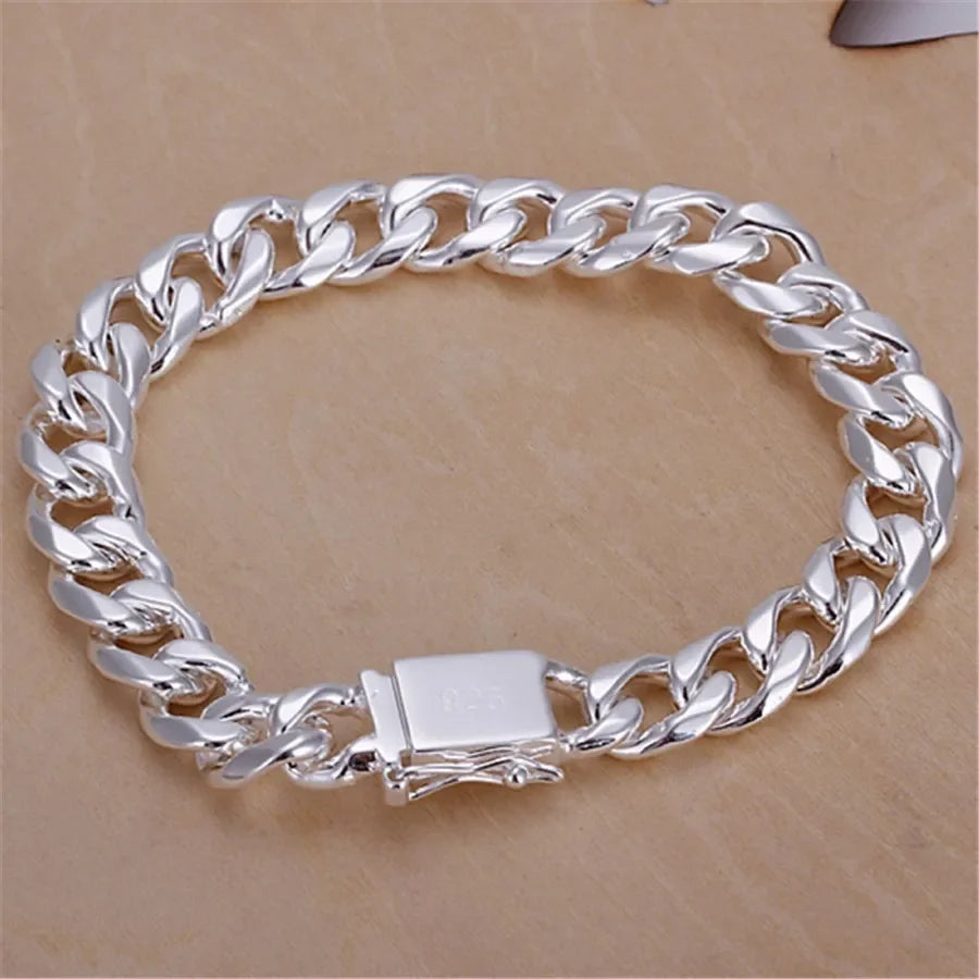 Twisted Chain Bracelet for Men & Women — Silver-Tone, Simple
