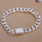 Twisted Chain Bracelet for Men & Women — Silver-Tone, Simple