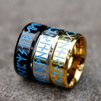Viking Blue Rune Amulet Ring — Stainless Steel
