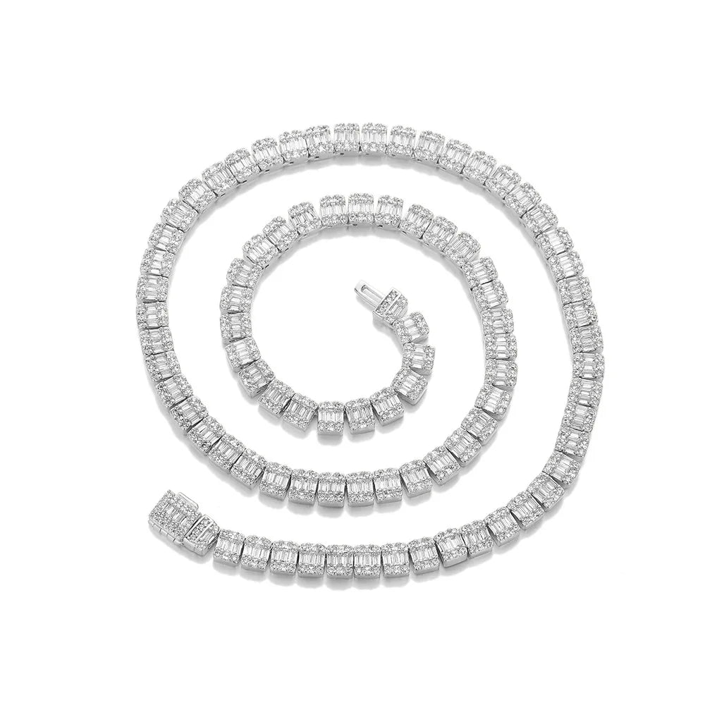 Iced Out Rock Sugar Tennis Chain Miami Cuban Link Necklace 5mm