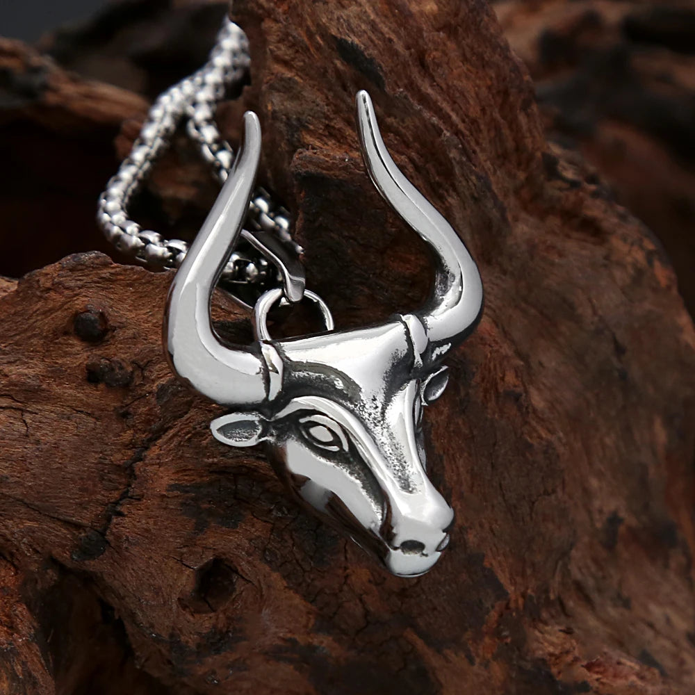 Bull Head Pendant — Stainless Steel