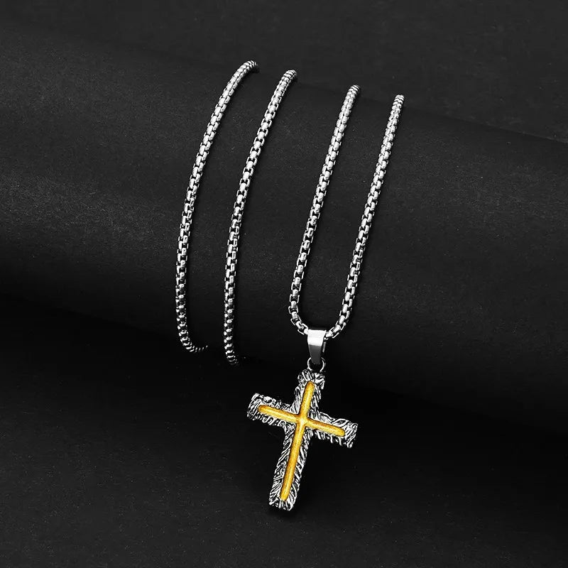 Cross Steel Pendant Yellow Lava