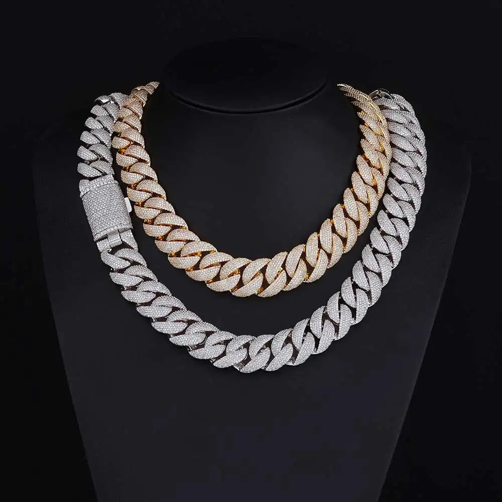 ESKEEM Customized Heavy Cuban Chain 22mm 5Rows Iced Out Cubic Cuban Link Chain Hiphop Necklace Bracelet Set Gift
