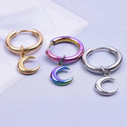 Moon Dangle Huggie Hoop Earrings, Multi-Style — Stainless Steel
