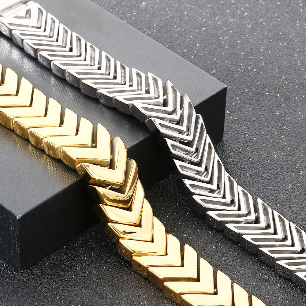 V-Shaped Snake Bone Chain Bracelet for Man High Polished 316l Stainless Steel Men's Bracelets Punk Rock Statement