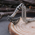 Viking Wolf and Crow Axe Pendant Retro Slavic Odin Amulet Men's Fashion Charm Stainless Steel Pendant Necklace Jewelry