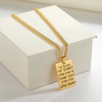 Hebrew Blessing Dog Tag Necklace — Stainless Steel