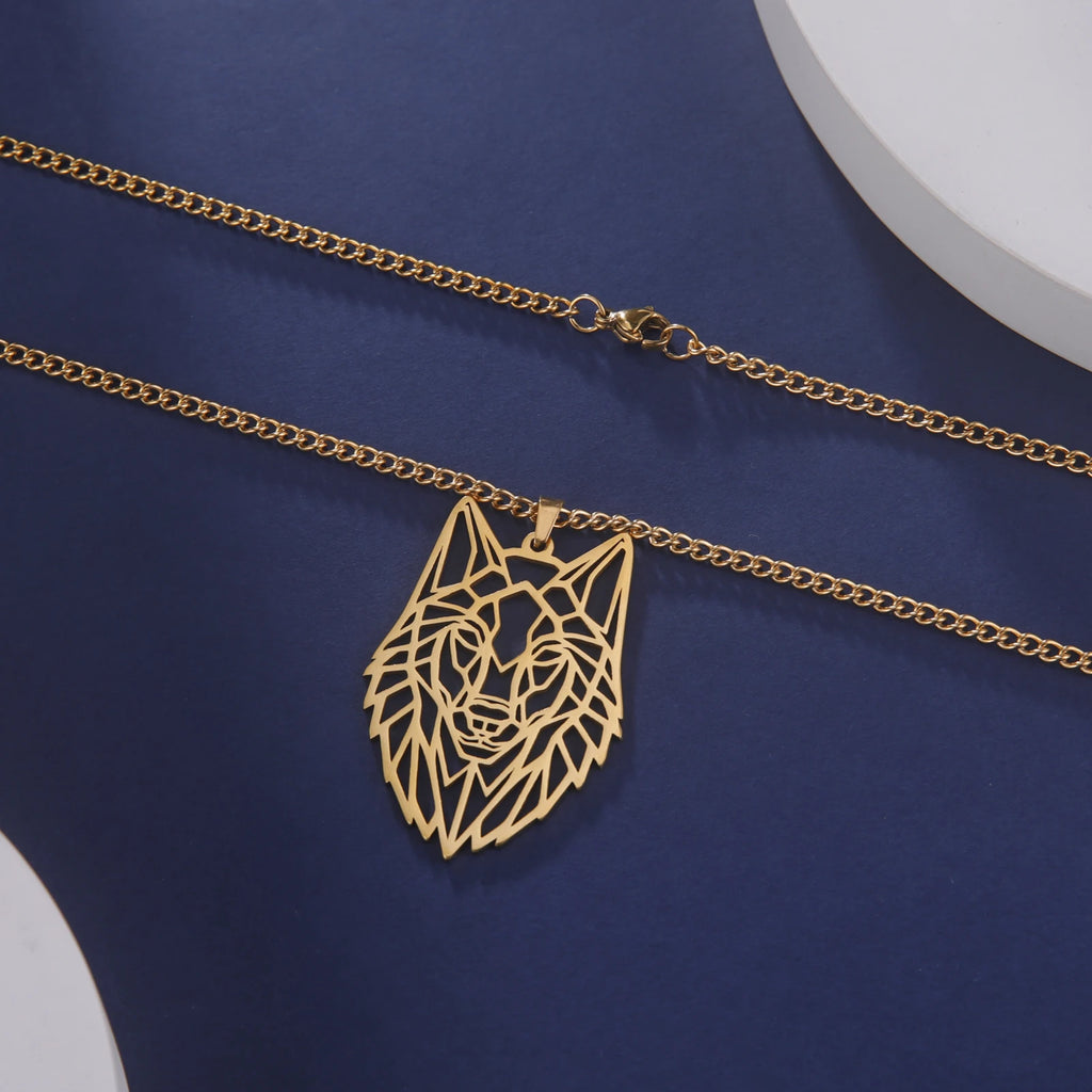 Skyrim Wolf Amulet Cut Out Pendant Necklace Men Women Stainless Steel Hip Hop Box Chain Necklaces Animal Jewelry Birthday Gift