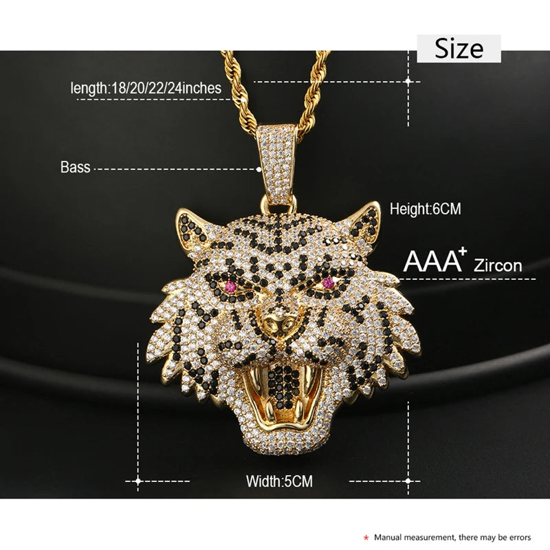 Iced Out Lion Rope Chain Pendant