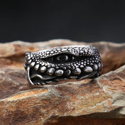 Scaled Jaw Dragon Claw Ring — Stainless Steel