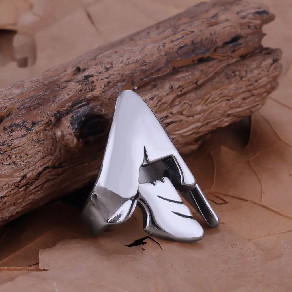 Stainless Steel Vikings Glossy Mask Ring Men's Personality Punk Hip Hop Sparta Face Shield Shape Finger Jewelry Ring Gift