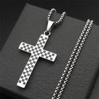 Jesus Christ Cross Pendant Necklace Box Chain — Stainless Steel