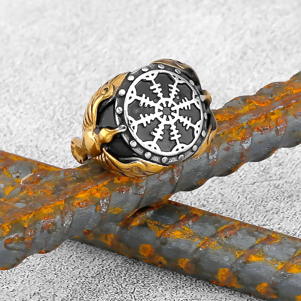 Vintage Stainless Steel Viking Amulet Ring Norse Compass Runes Men and Women Rings Teens Multi Style Jewelry Boyfriend