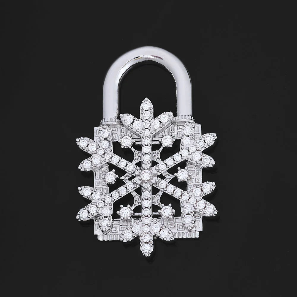 Iced Out Snowflake Pendant Necklace Stainless Steel